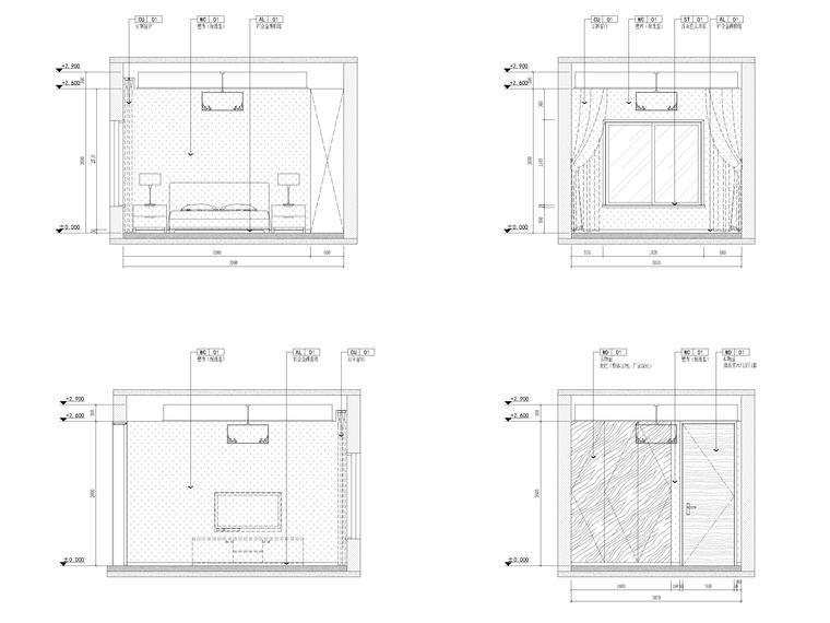 600㎡新中式三层四居别墅装修施工图+3D模型-样板间立面图4