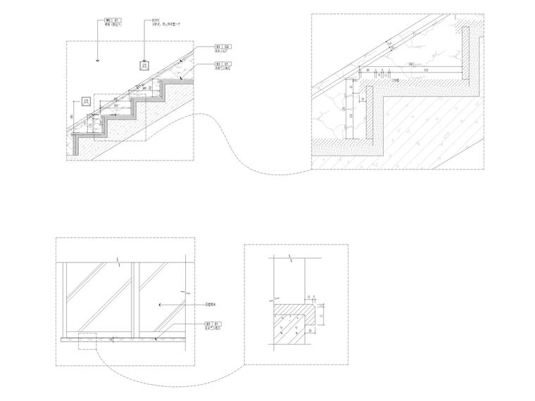 600㎡新中式三层四居别墅装修施工图+3D模型-楼梯节点详图