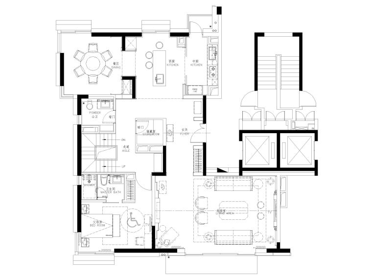 新中式居室软装资料下载-[上海]翡翠江湾新中式三层四居室别墅施工图