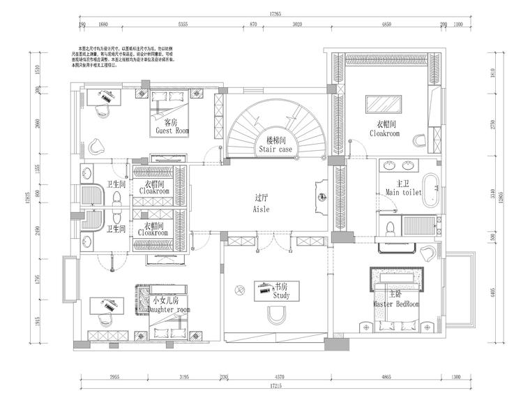 圣安德鲁二层五居别墅施工图+3D模型