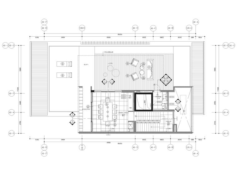 [三亚]晋园三层五居室别墅样板间装修施工图-3F家具配置平面图