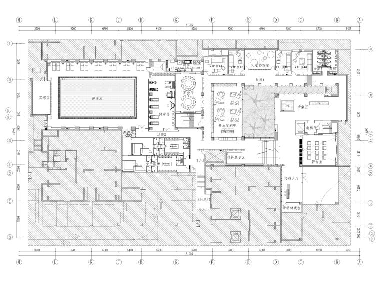 [郑州]壹号院商务会所室内装修设计施工图-地下层A区~C区平面图