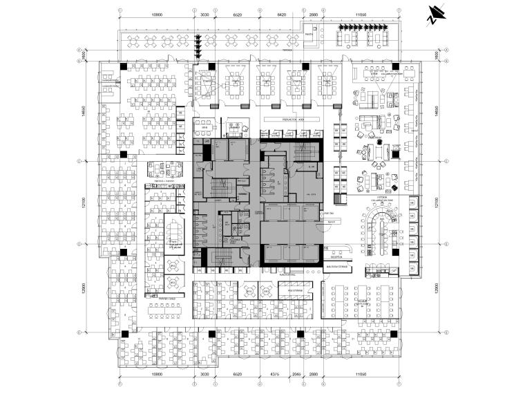 [香港]联合办公空间室内装修施工图+SU模型-26F平面布置图