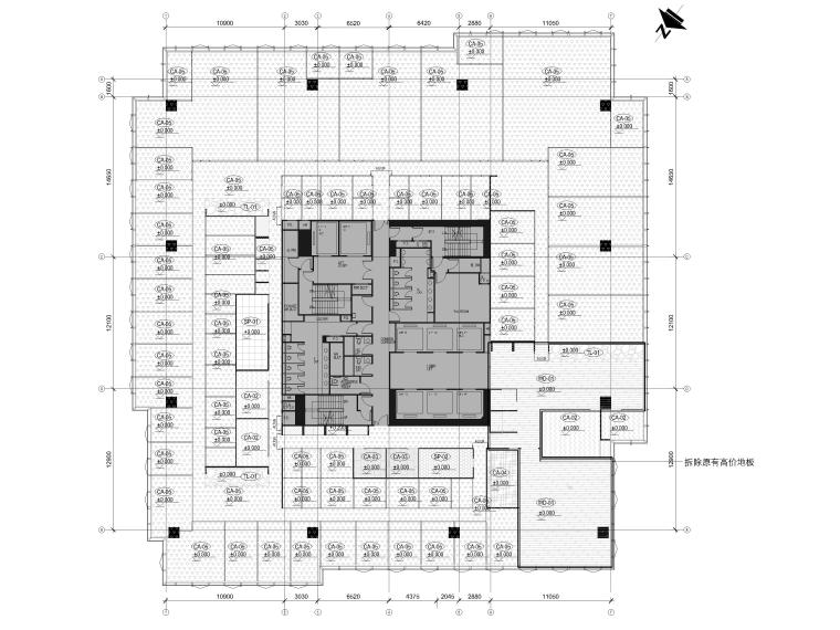 [香港]联合办公空间室内装修施工图+SU模型-25F地面铺装图
