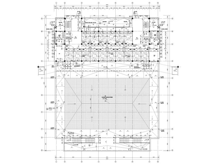[福建]高中三层框架结构食堂建筑项目施工图-三层平面图