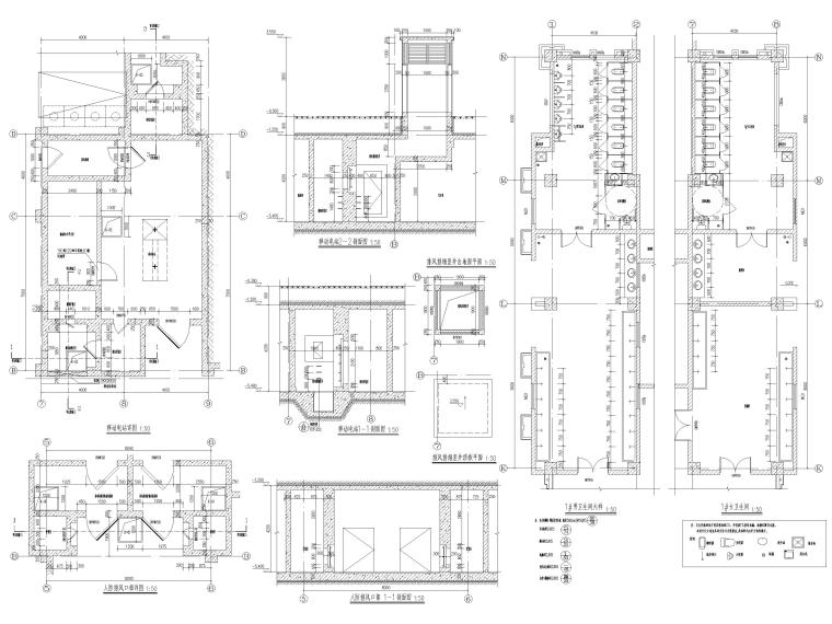 [福建]高中三层框架结构食堂建筑项目施工图-人防，卫生间详图