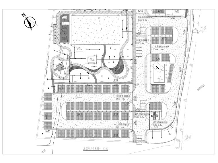 广州太和广场绿化停车场景观改造CAD施工图-景观给水平面图