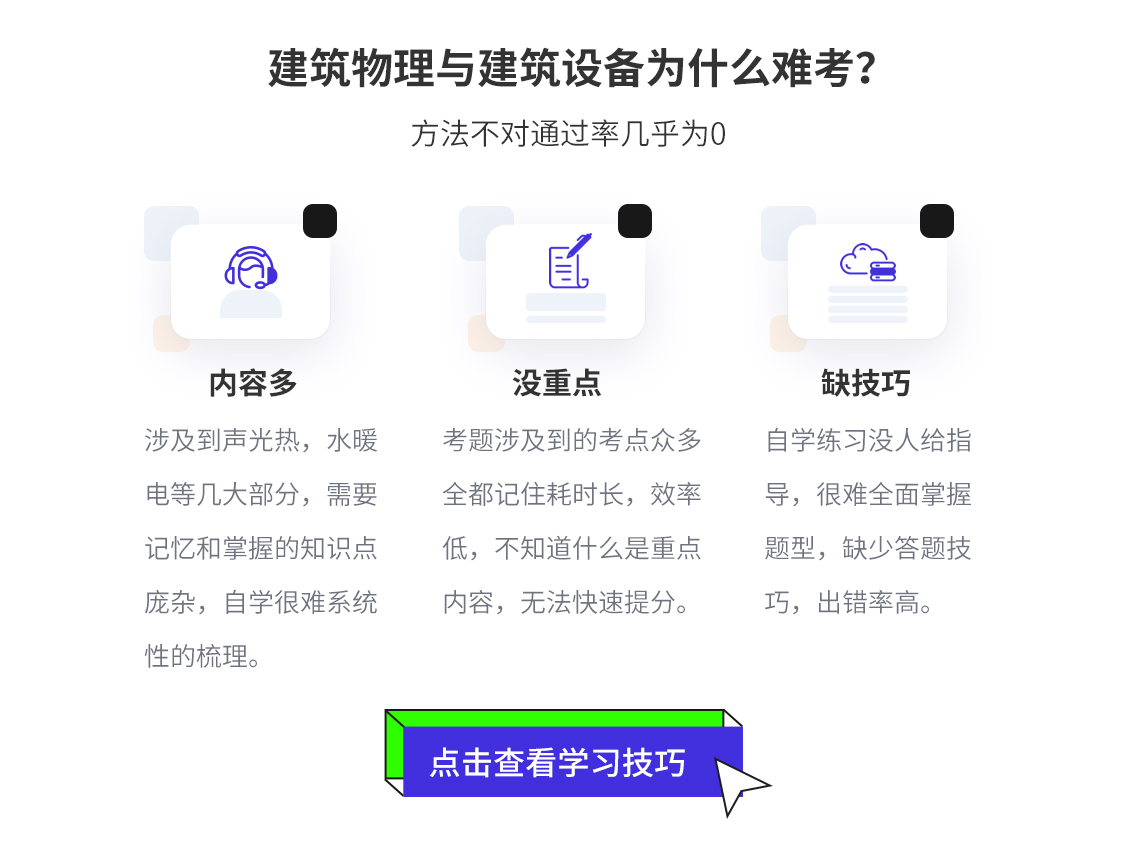 建筑物理与建筑设备为什么难考，方法不对通过率几乎为0，内容多、没重点、缺方法