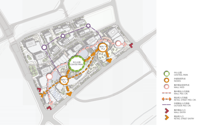 [湖南]株洲商业广场TOD综合体景观设计-人行流线分析