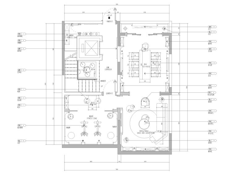 [山东]330㎡二层三居中式别墅样板间施工图-负一层家居布置图