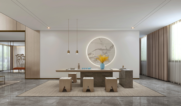 [无锡]江阴1000㎡三层五居别墅样板房施工图-03茶室