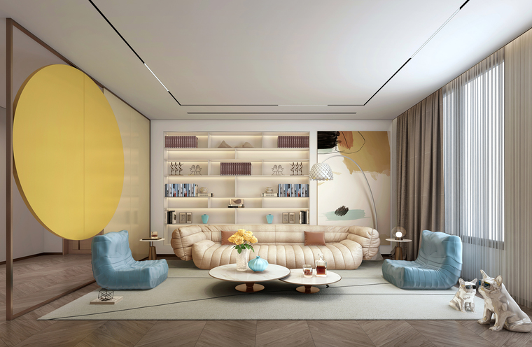 [无锡]江阴1000㎡三层五居别墅样板房施工图-09三楼起居室