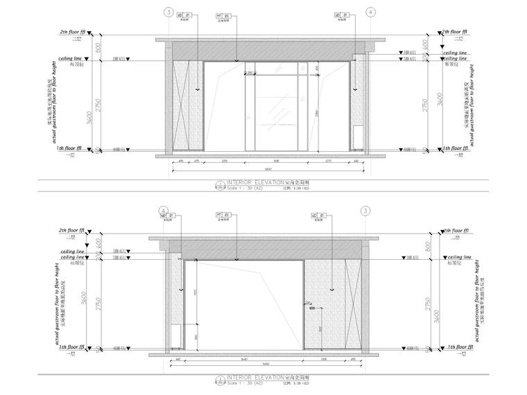 [无锡]江阴1000㎡三层五居别墅样板房施工图-入口门厅立面图
