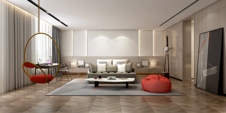 [无锡]江阴1000㎡三层五居别墅样板房施工图-10主卧室