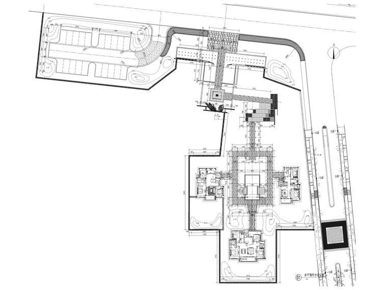 [江苏]别墅示范区景观设计施工图-总平面尺寸定位图