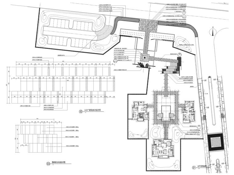 [江苏]别墅示范区景观设计施工图-总平面铺装图