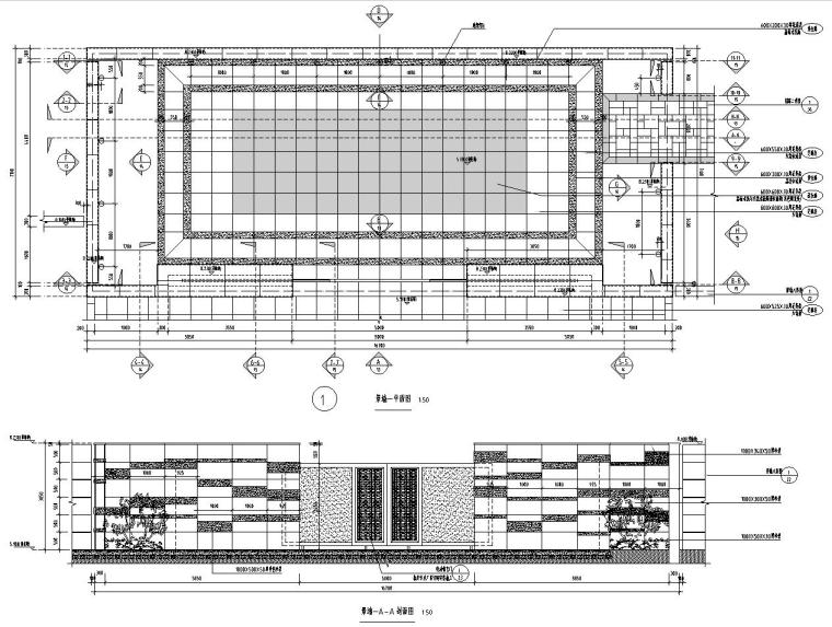 [浙江]杭州现代风示范区景观CAD全套施工图-(景墙及大、小门)