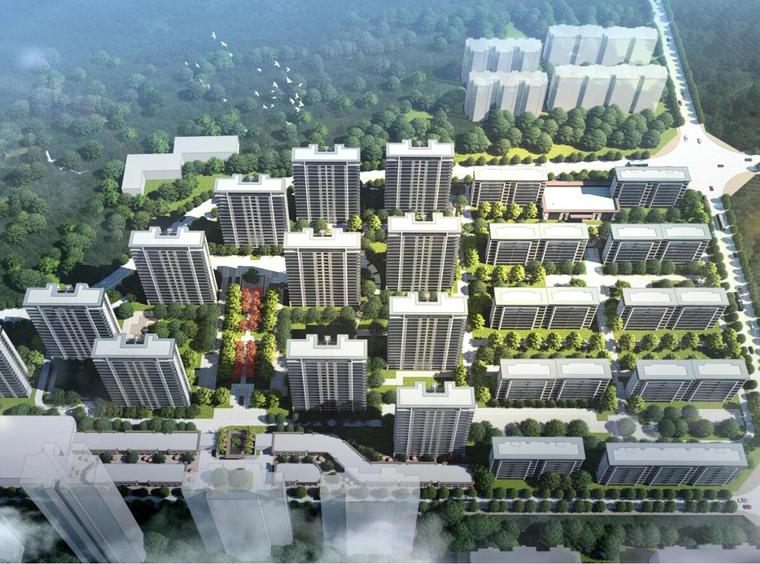 [江苏]徐州新中式洋房+高层住宅建筑方案-01 鸟瞰图