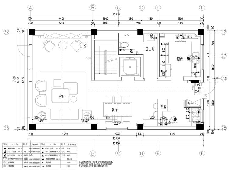 [沈阳]447㎡三层三居别墅装修施工图+3D模型-一层强弱电点位布置图