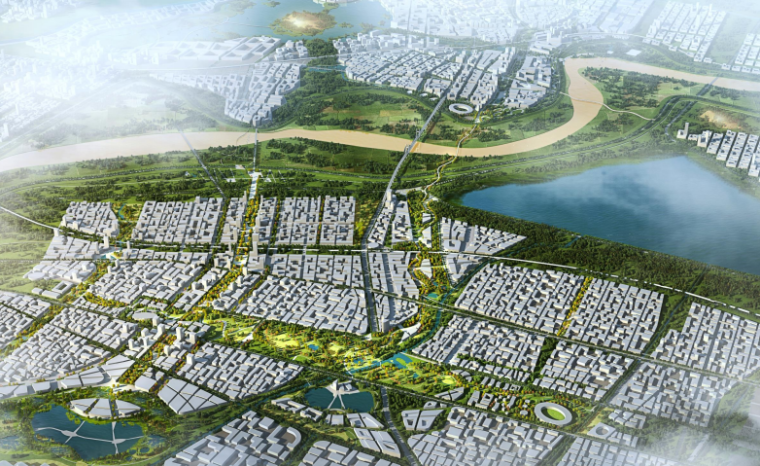 城市设计庭院空间资料下载-[济南] “携河”发展空间规划与城市设计