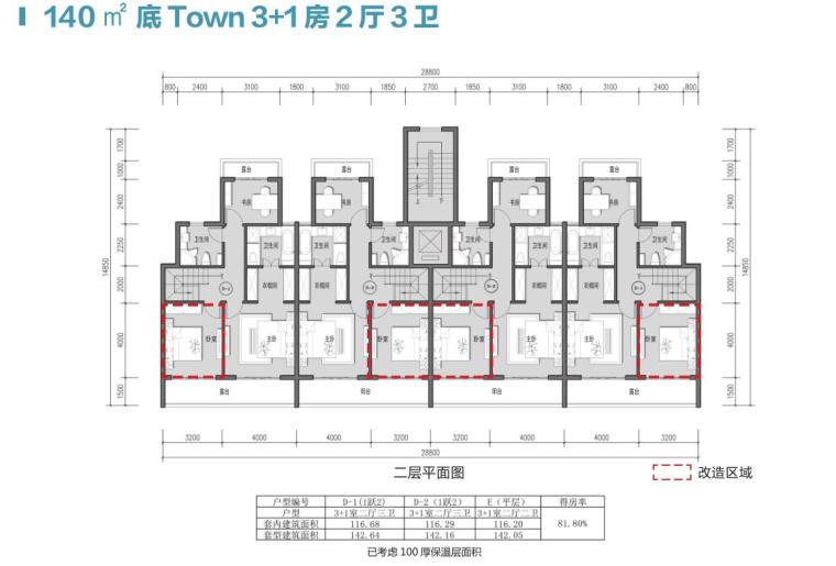 [吉林]长春高新区住宅+商业规划设计方案-140 ㎡ 底 Town 3+1 房 2 厅 3卫2