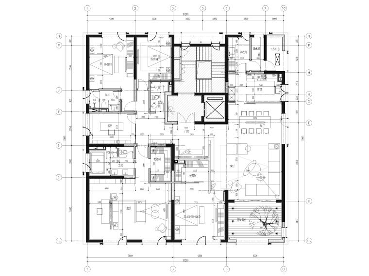 室内家装装修标准施工图资料下载-[河南]壹号院280㎡四居平层家装装修施工图