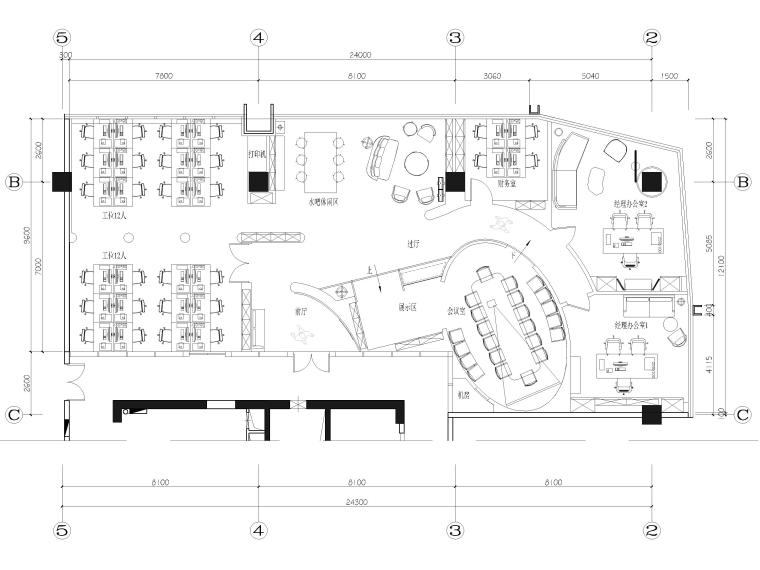 精品现代办公空间资料下载-[浙江]263㎡现代办公空间室内装修施工图