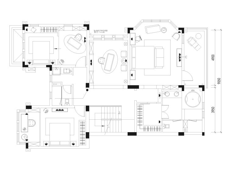 别墅园林案例手绘平面资料下载-豪宅别墅CAD平面案例图库100套（二）