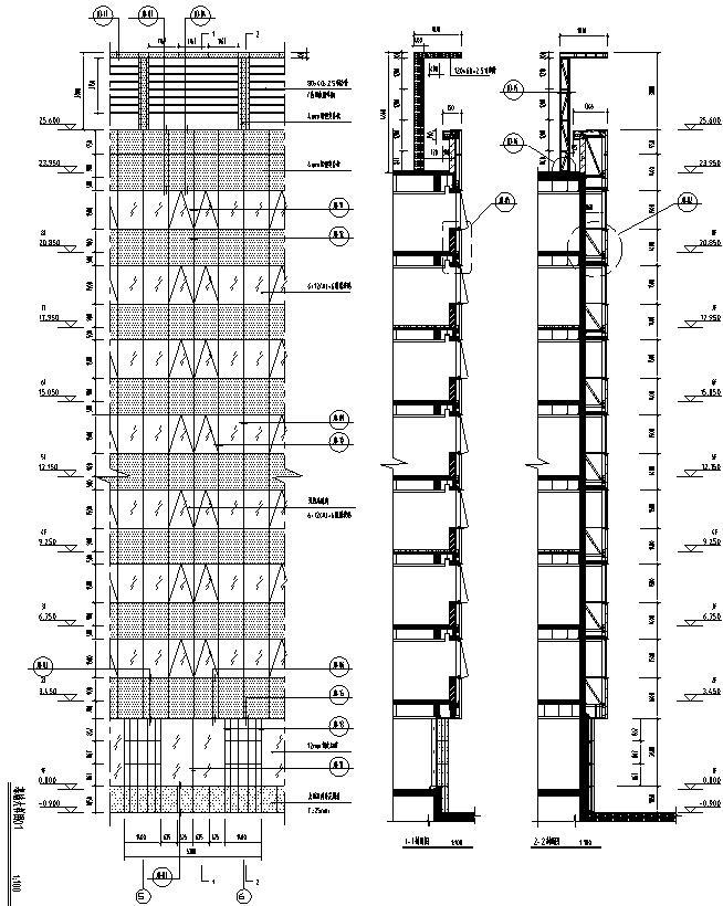 酒店cad立面节点资料下载-某大楼玻璃外立面详细施工节点图CAD