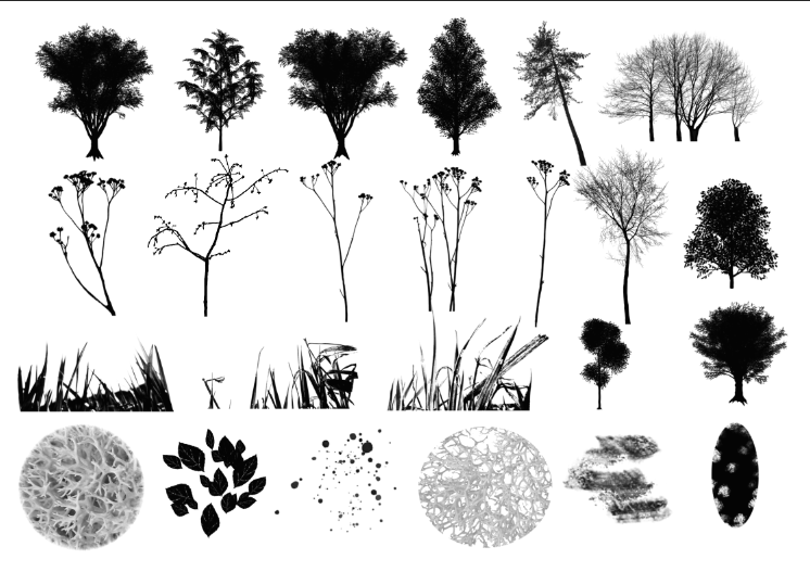 ps园林素材立面资料下载-景观园林平立面植物ps笔刷合集