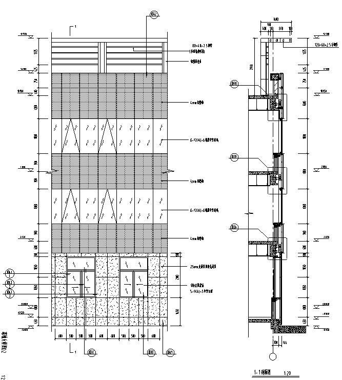 屋檐雨棚的详细节点图资料下载-铝塑板与玻璃外立面详细施工节点图CAD