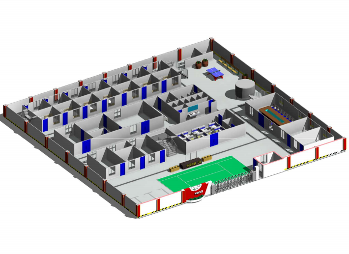 中式三合院设计方案资料下载-房建项目标准化25人规模三合院Revit模型