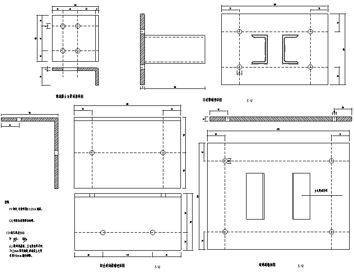 预埋件cad节点资料下载-幕墙相关预埋件详细施工节点图CAD