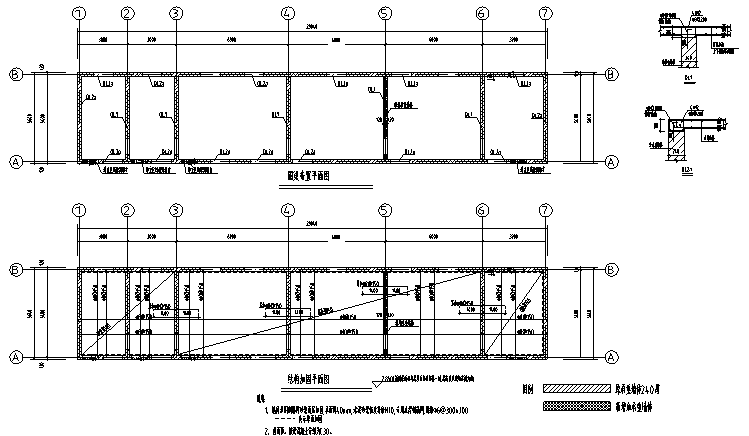 混凝土切割改造施工图资料下载-单层砖混库房混凝土加固改造施工图CAD