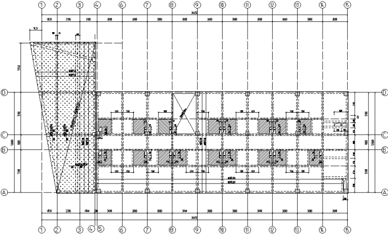 酒店框架结构cad图资料下载-二层快捷酒店混凝土框架结构施工图CAD