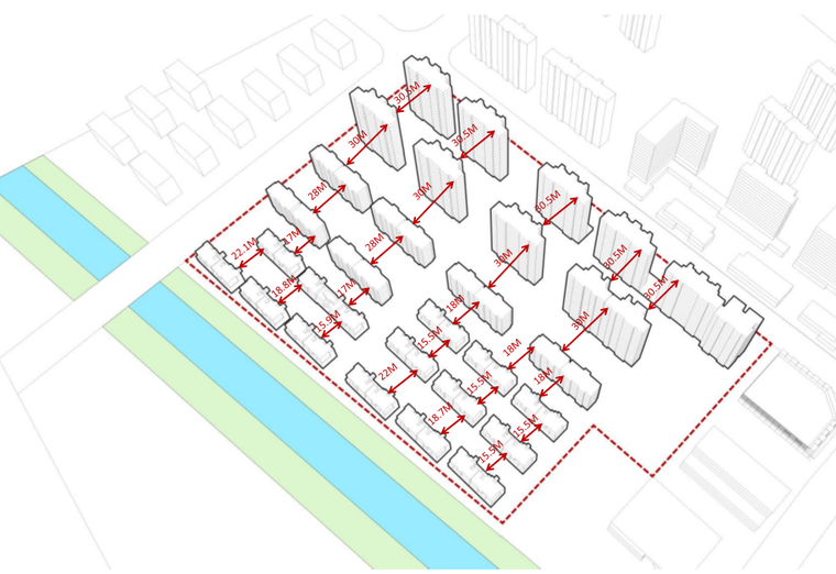 上海国际社区148亩高层 别墅 租赁建筑方案 间距分析.png