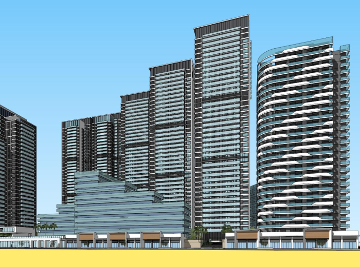 高层住宅入口su资料下载-高层住宅酒店公寓总体建筑SU模型