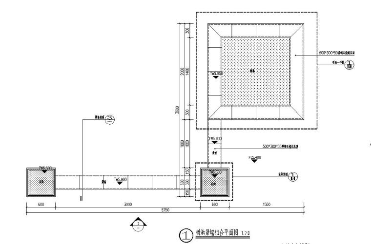 花钵模型下载资料下载-住宅小区入口花钵矮墙详图设计