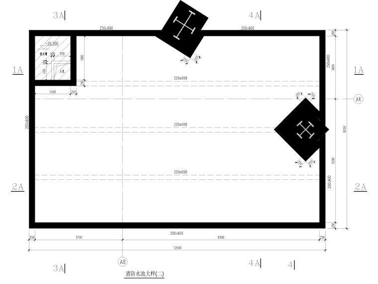 室内消防图cad资料下载-消防水池结构大样图（CAD）