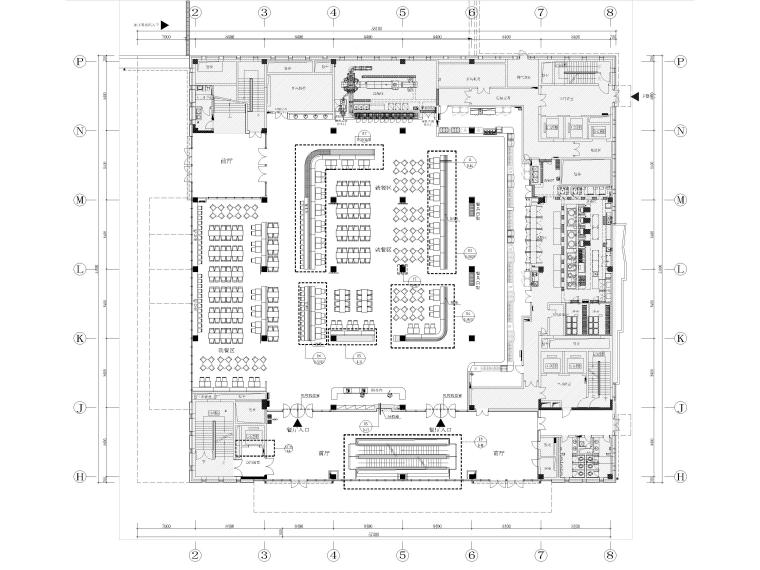 5层大学食堂设计资料下载-[北京]北航三层大学食堂室内装修设计施工图