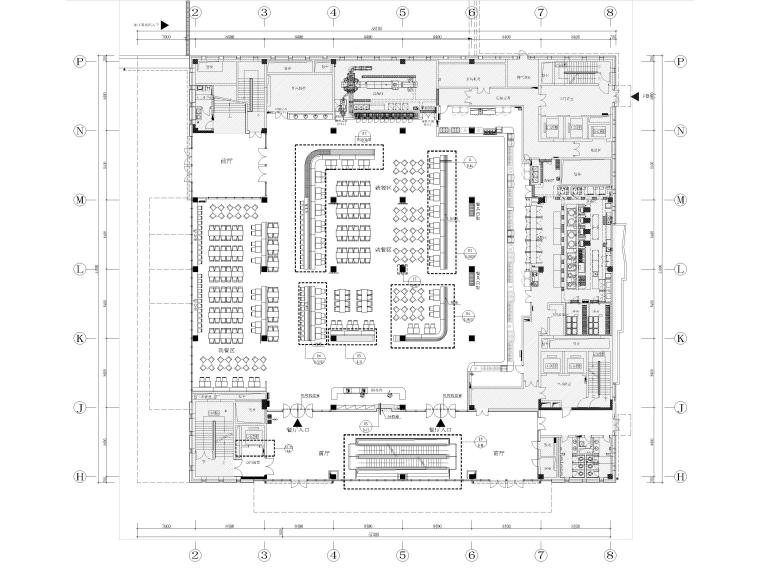 餐厅食堂内装施工图资料下载-[北京]北航三层大学食堂室内装修设计施工图