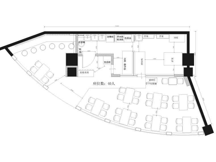 室内景观餐厅效果图资料下载-[江苏]80㎡水饺餐厅室内装修施工图+效果图