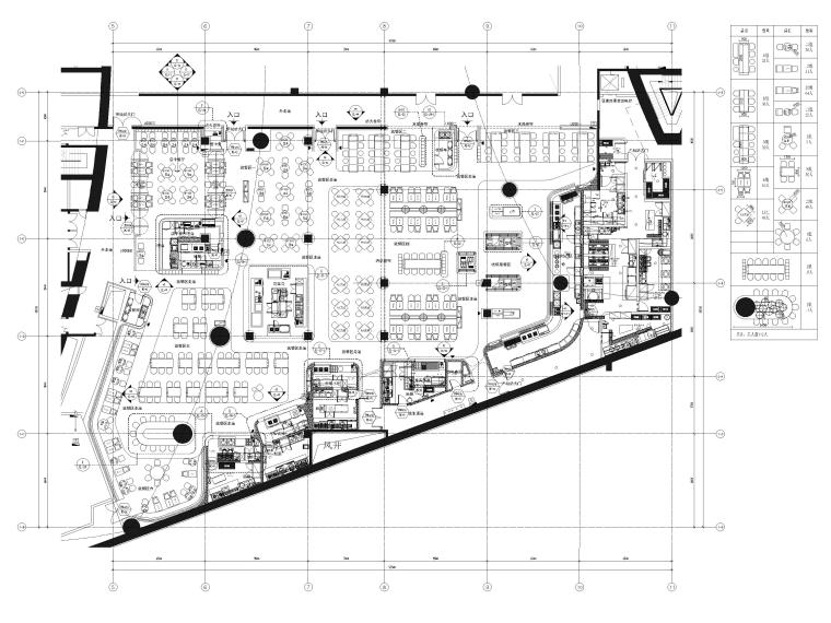 商场装修平面资料下载-[北京​]1630㎡商场地下美食街装修施工图