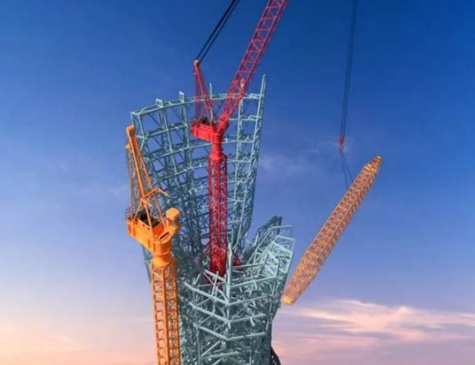 超高层楼梯施工工法资料下载-超高层建筑内爬塔吊拆除工法
