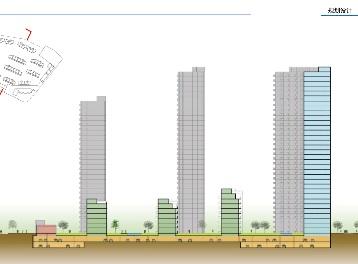 南京蓝光板桥高层住宅规划方案(三家方案)-方案二场地剖面