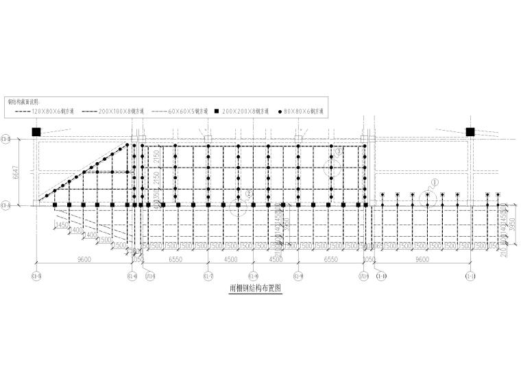 斜拉雨棚cad图纸资料下载-钢结构雨棚幕墙节点图2018（CAD）