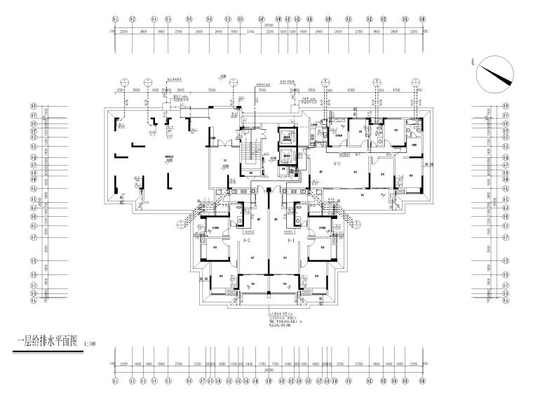 喷淋系统cad图资料下载-十一层住宅建筑给排水喷淋系统设计图
