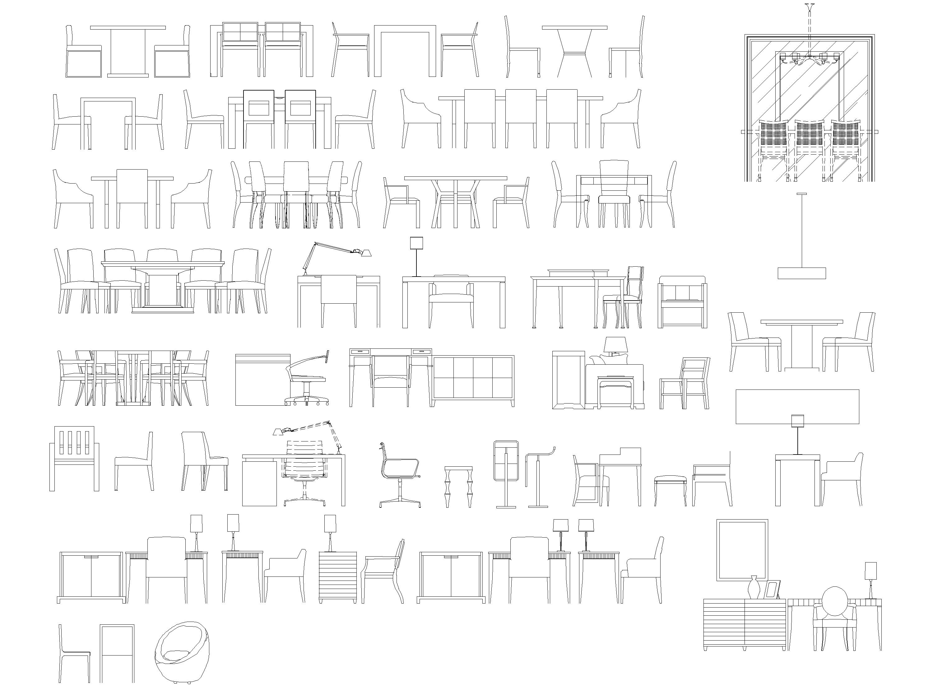 平立面沙发,床,椅子,灯具,装饰品等cad图块