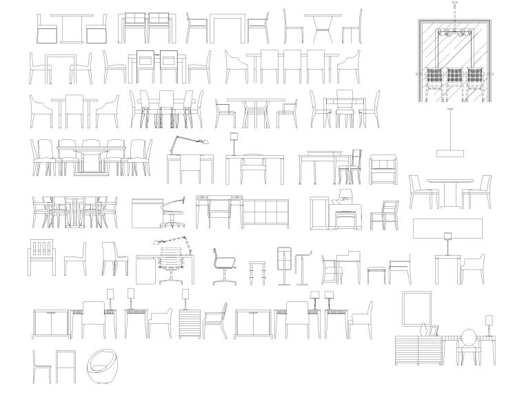 现代CAD灯具立面资料下载-平立面沙发,床,椅子,灯具,装饰品等CAD图块