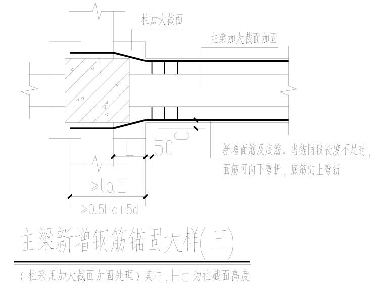 梁箍筋表示方式资料下载-梁加大截面加固表示方法说明（CAD）